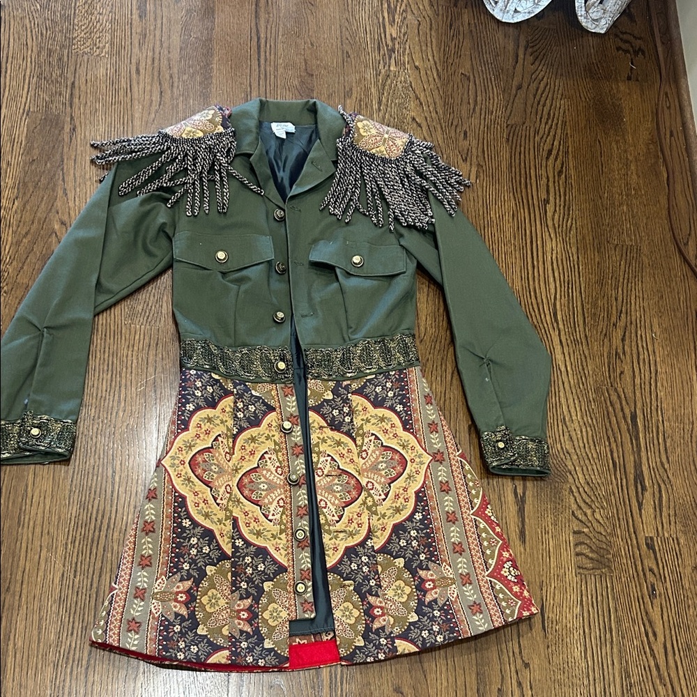 Embellished Green and Multicolor Women's Jacket